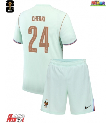 Francia Rayan Cherki #24 Segunda Equipación Niños Mundial 2026 Manga Corta (+ Pantalones cortos)